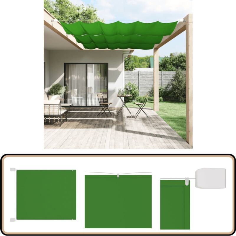 Senkrechtmarkise Hellgrün 180x270 cm Oxford-Gewebe - Balkon Markise - Sonnenschutz - Sichtschutz - Oxford Gewebe - Wasserfeste Markise