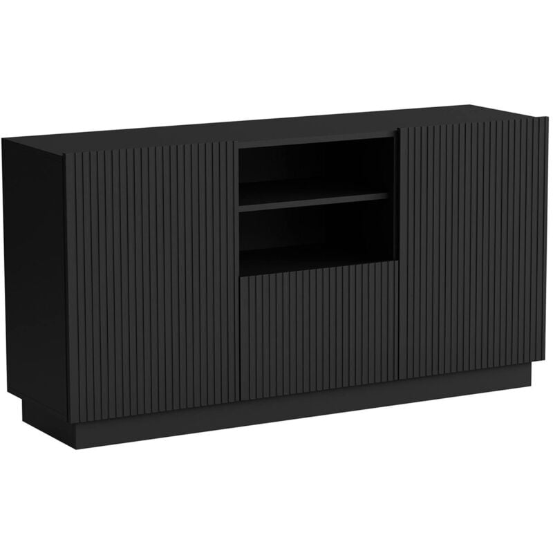 Serchio Sideboard, Wohnzimmer-Sideboard mit zwei Flügeltüren, einer Schublade und zwei offenen Fächern, Design in Riffeloptik, 150 x 40 x 78 cm,