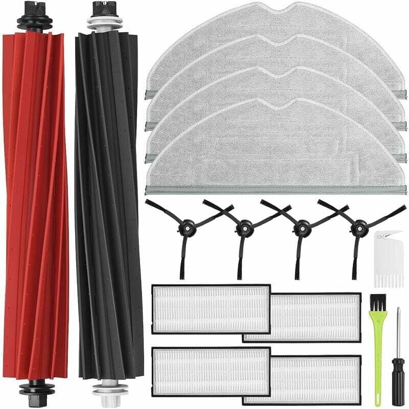 Serienkompatibles Kit und Zubehör für Roborock S8 Pro Ultra, Ersatzteile für Roborock S8/S8 Plus, 2 Hauptbürsten, 4 Filter, 4 Mopps und 4