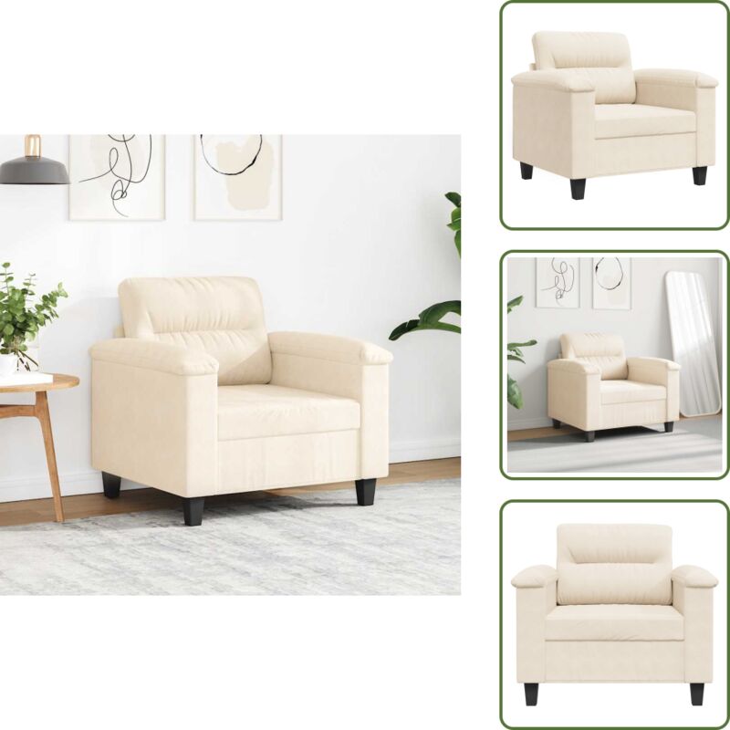 Sessel Beige 60 cm Mikrofasergewebe - Sofa - Sessel - Wohnzimmersofa - Beistelltisch - Beige