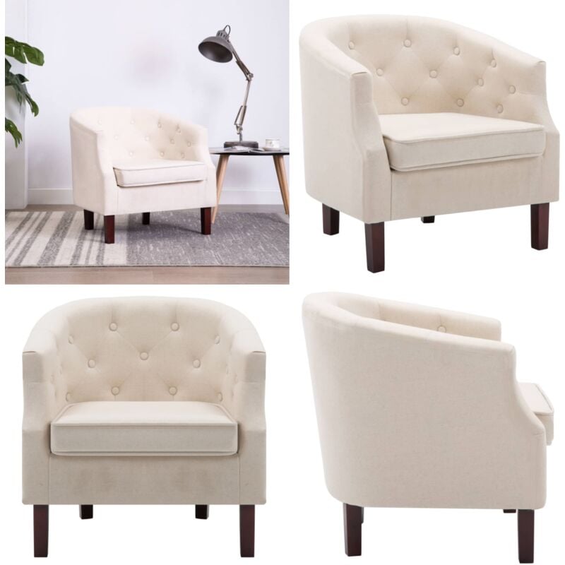 Sessel Beige Stoff - Bequeme Sessel - Design Sessel - Esszimmerstuhl - Wohnzimmerstuhl - Beige Sessel - Home & Living