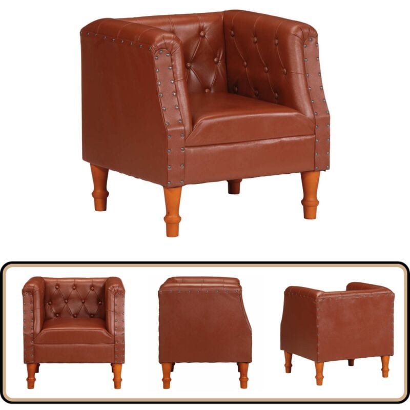 Sessel Braun Echtleder - Ledersessel - Echtleder Sessel - Lounge Sessel - Wohnzimmersessel - Sessel Braun