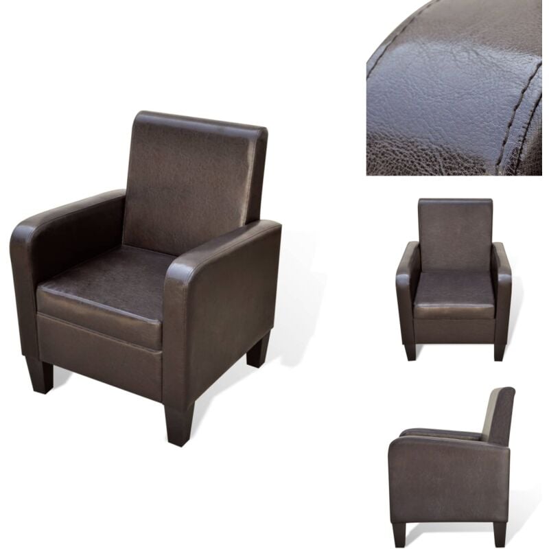 Sessel Braun Kunstleder - Esszimmerstuhl - Wohnzimmersessel - Leder Sessel - Braun - Gemütlicher Sessel