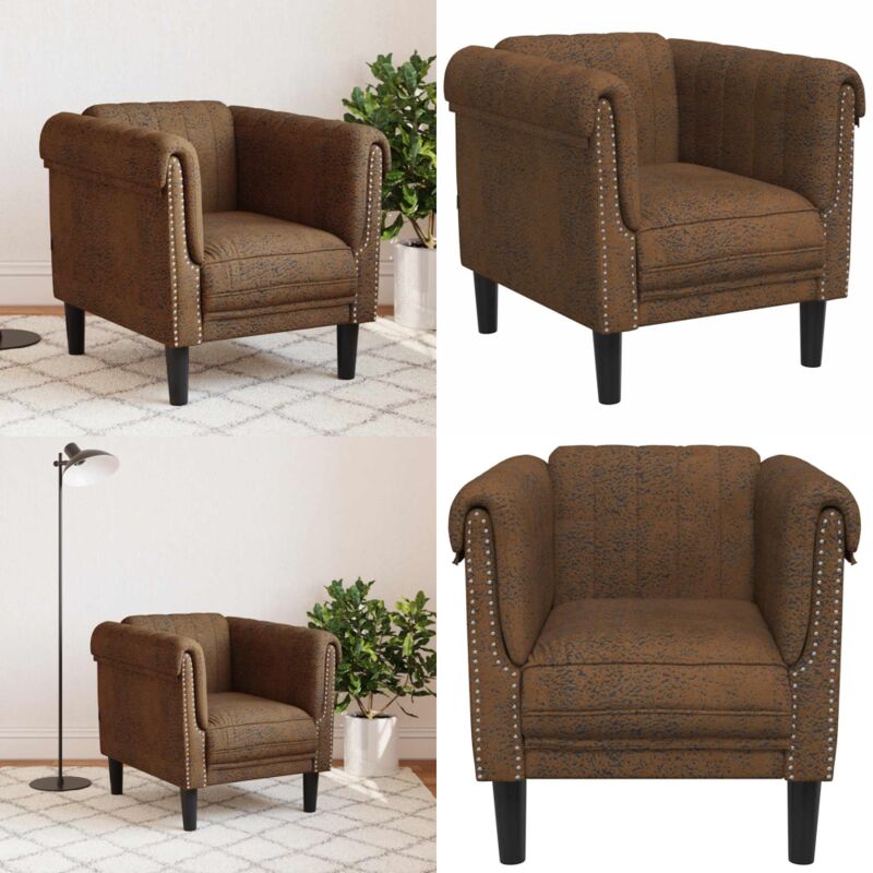 Sessel Braun Kunstleder Wildleder-Optik - Sofa - Sessel - Wohnzimmersofa - Lederlook Sofa - Braun Sofa - Home & Living