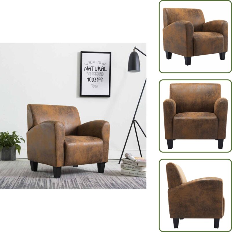 Sessel Braun Wildleder-Optik - Relaxsessel - Wildleder Optik - Wohnzimmersessel - Sessel Braun - Gemütlicher Sessel