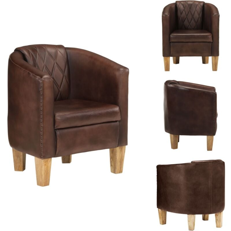 Sessel Dunkelbraun Echtleder - Clubsessel - Sessel - Lounge Sessel - Loungesessel