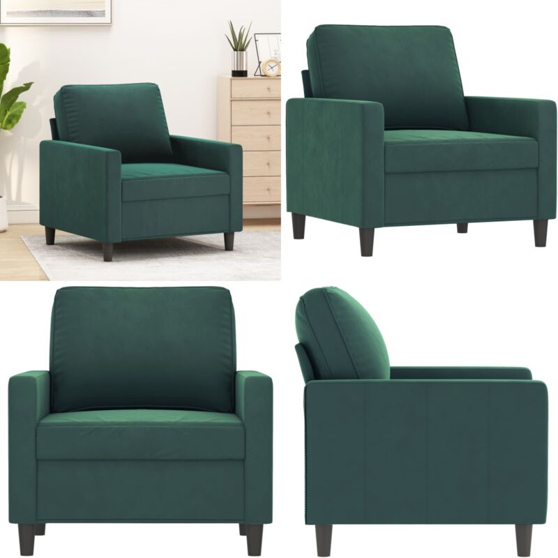 Sessel Dunkelgrün 60 cm Samt - Samtsofa - Wohnzimmersofa - Gemütlicher Sessel - Dunkelgrüner Sessel - Sofa Mit Armlehnen - Home & Living