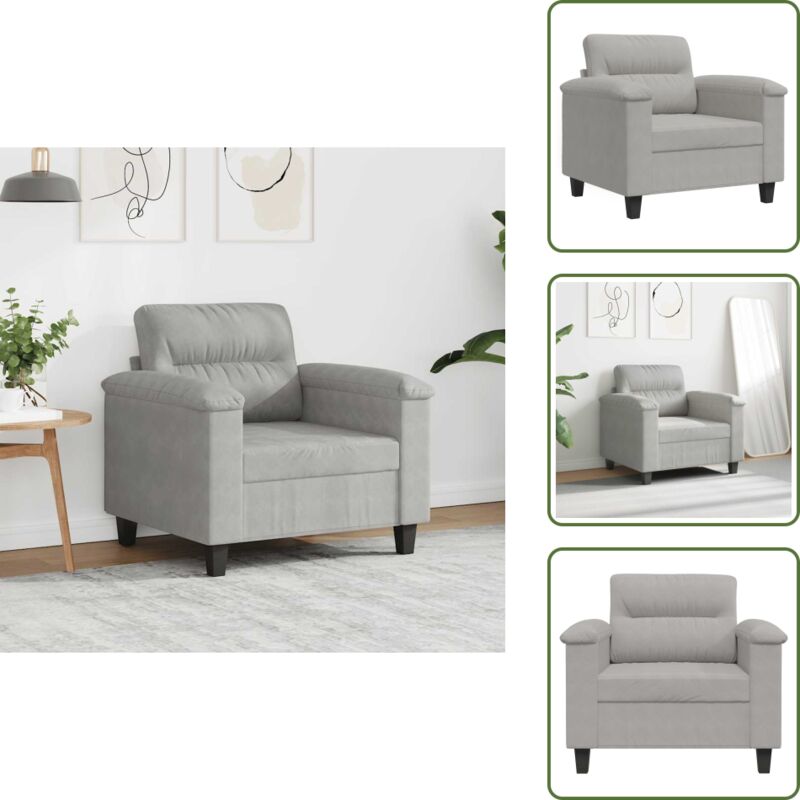 Sessel Hellgrau 60 cm Mikrofasergewebe - Sofa - Sessel - Wohnzimmersofa - Gemütlicher Sessel - Modernes Sofa