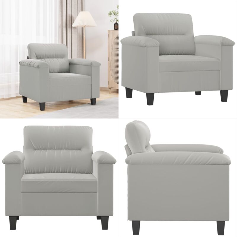 Sessel Hellgrau 60 cm Mikrofasergewebe - Sofa - Sessel - Wohnzimmersofa - Gemütlicher Sessel - Modernes Sofa - Home & Living