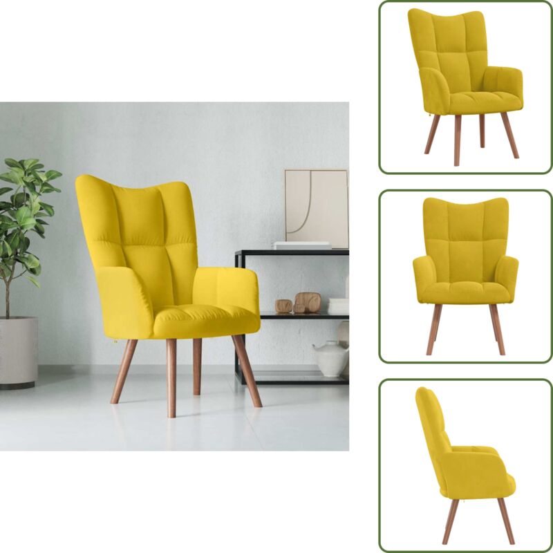 Relaxsessel Senfgelb Samt - Sessel - Samt Sessel - Wohnraum Dekoration - Bequemes Sofa - Gelber Sessel