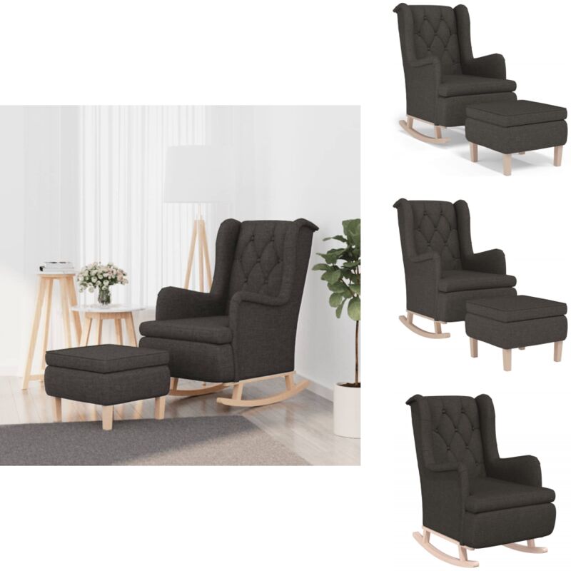 Schaukelsessel mit Hocker Dunkelgrau Stoff - Schaukelsessel - Relaxsessel - Wohnzimmersessel - Bequemer Sessel - Sessel Mit Hocker