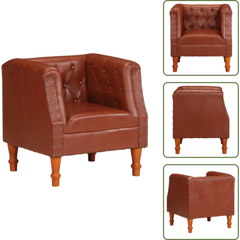 Sessel Braun Echtleder - Ledersessel - Echtleder Sessel - Lounge Sessel - Wohnzimmersessel - Sessel Braun