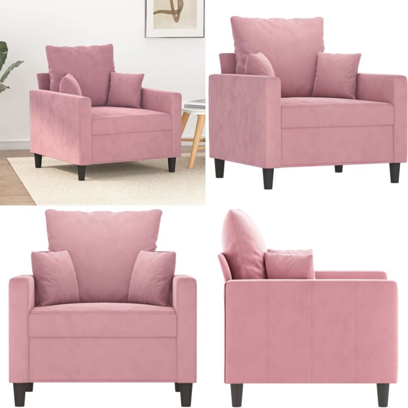 Sessel Rosa 60 cm Samt - Samtsofa - Rosa Sessel - Wohnzimmersofa - Gemütlicher Sessel - Lounge Chair - Home & Living