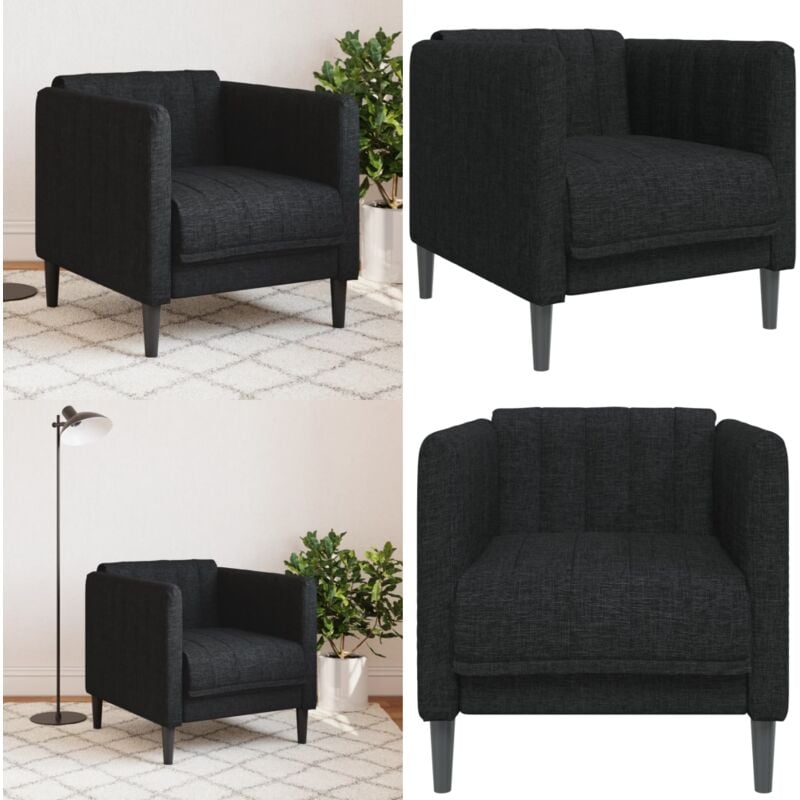 Sessel Schwarz Stoff - Schwarzer Sessel - Polsterstuhl - Wohnzimmersofa - Gemütlicher Sessel - Modernes Sofa - Home & Living