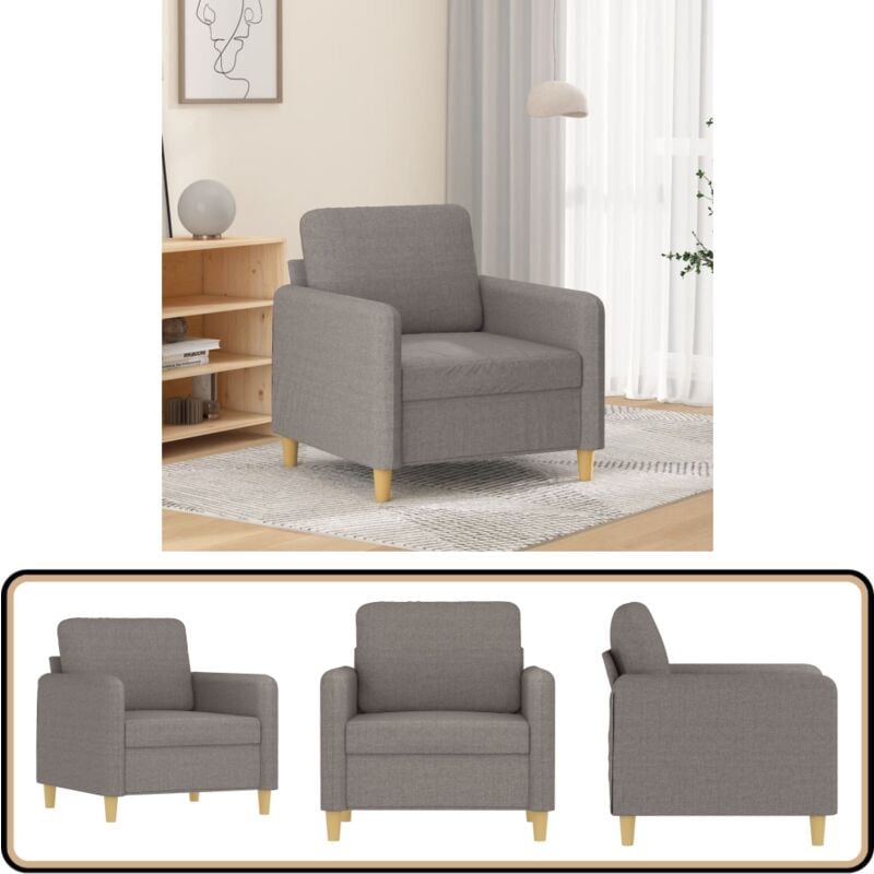 Sessel Taupe 60 cm Stoff - Esszimmerstuhl - Lounge Chair - Beistelltisch - Wohnzimmersofa - Gemütlicher Sessel