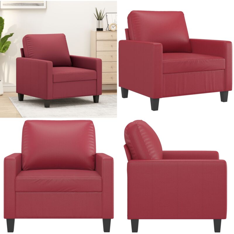 Sessel Weinrot 60 cm Kunstleder - Sessel - Wohnzimmersofa - Ledercouch - Weinrot - Kunstleder - Home & Living