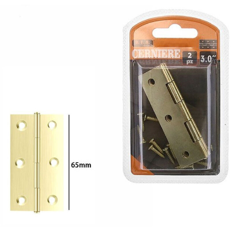 Trade Shop Traesio - Trade Shop - set mit 2 messingscharniern für möbeltüren, schranktüren, 65 mm, 69040 -