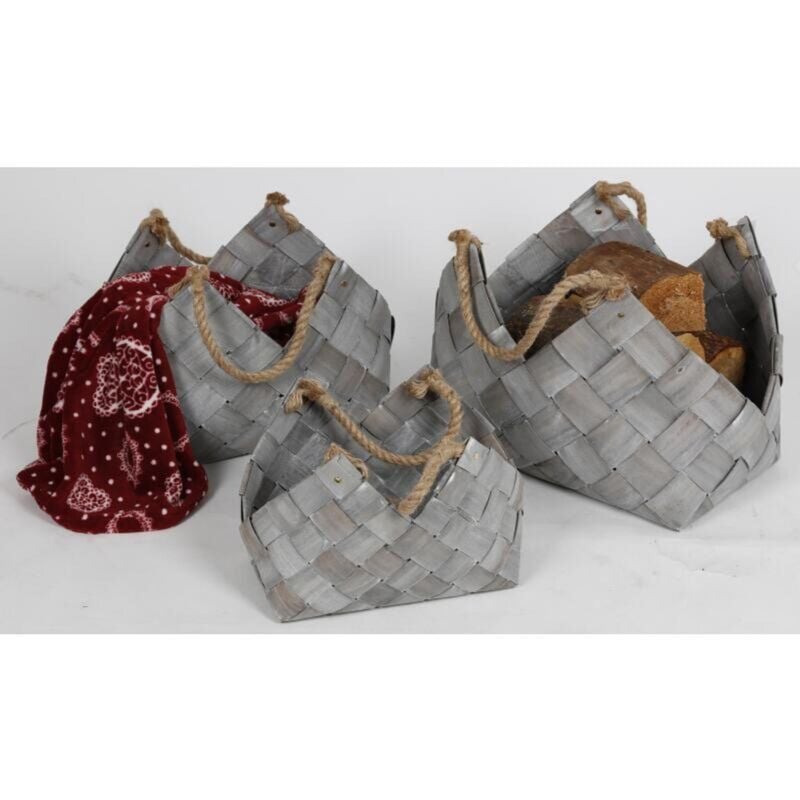 Set 3 Stück Holzkorb Tragetaschen Körbe Aufbewahrung Dekoration Innenbereich