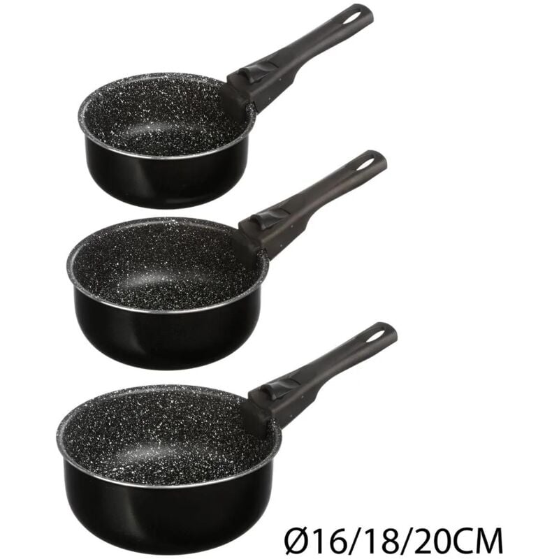 Set 3 Töpfe + abnehmbarer Griff Stein 16/18/20 cm