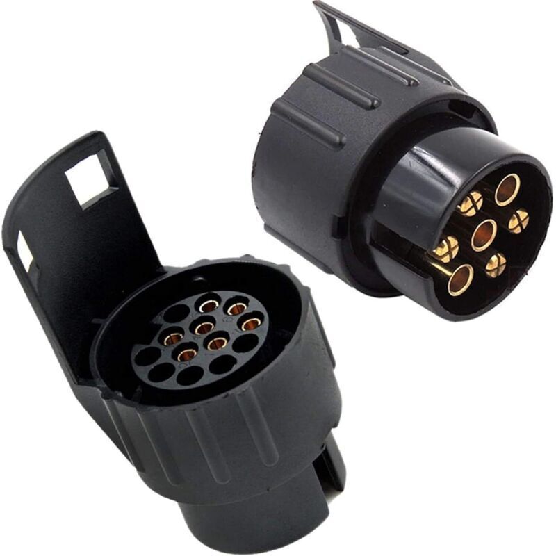 Set aus 2 Adaptersteckern (13- auf 7-polig) gemäß ISO 11446 und ISO 1724 für 12-V-Anhängersysteme, Anhänger-Pkw-Verbindungsstecker, für Pkw-Anhänger,