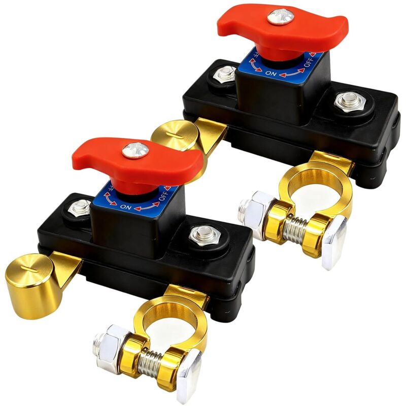 Set aus 2 Autobatterie-Trennschaltern, aus reinem Kupfer, hohe Leitfähigkeit, stabile Übertragung, intelligent, für Boote, Wohnmobile, Pkw und Lkw