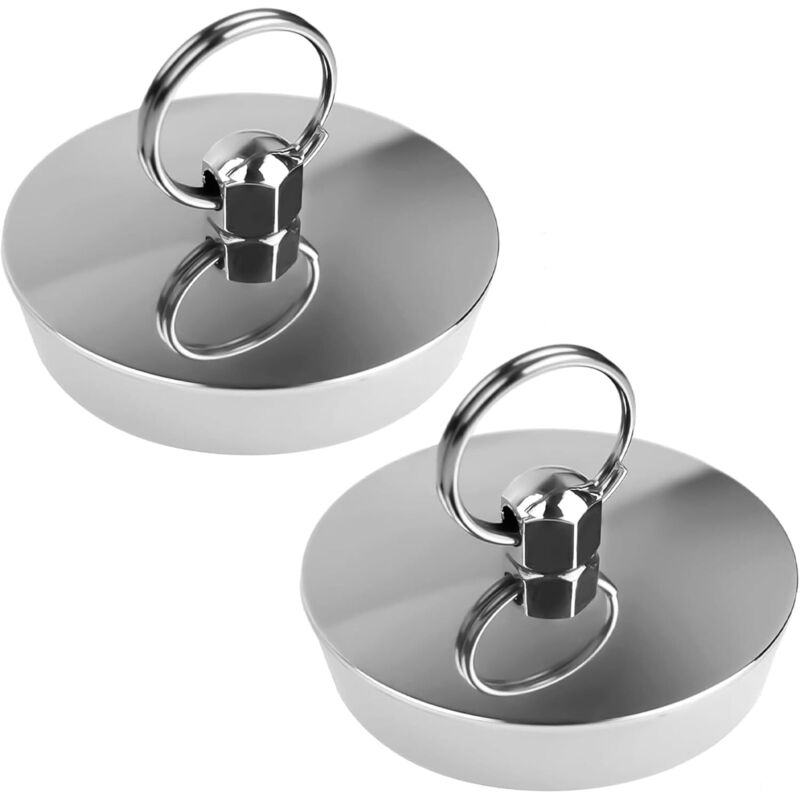 Set aus 2 Badewannendeckeln, Ablassstopfen von 42 bis 46 mm, Badewannenablassstopfen, Gummistopfen für Spüle, Spülbeckendeckel mit Haken, für Pools,