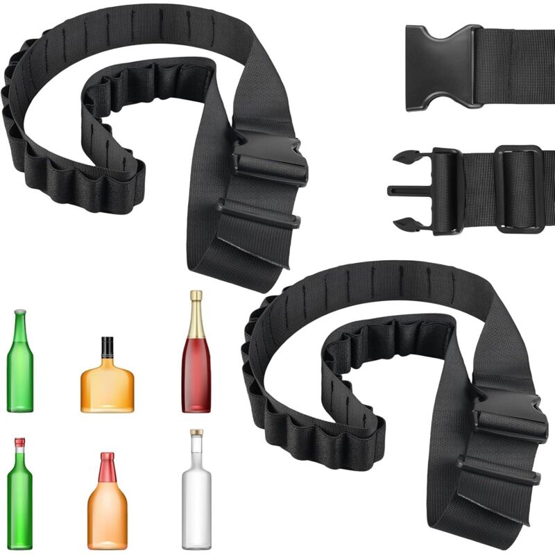 Set aus 2 Patronengürteln, 27 Löcher, aus Nylon, für Spirituosen und Schnaps, mit verstellbarem Schultergurt, für Karneval, Junggesellinnenabschied