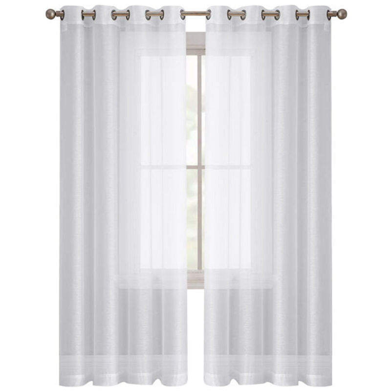 Set aus 2 transparenten Gardinen, Schlafzimmergardinen 140x260 cm, weiße Verdunkelungsgardine, leichte und atmungsaktive Gardinen, geeignet für die