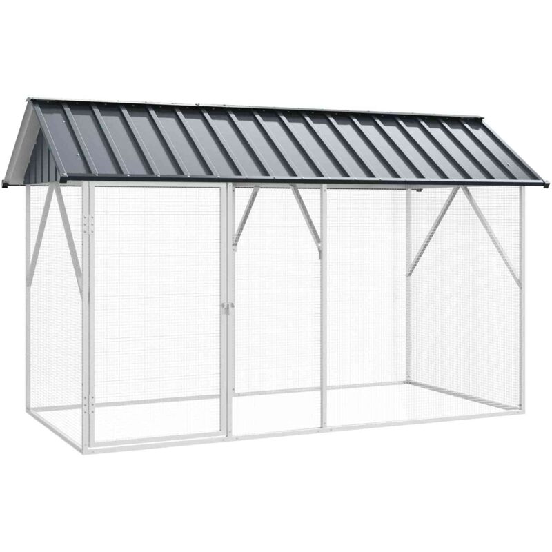 vidaXL Vogelkäfig Anthrazit 227 x 112 x 141 cm Verzinkter Stahl