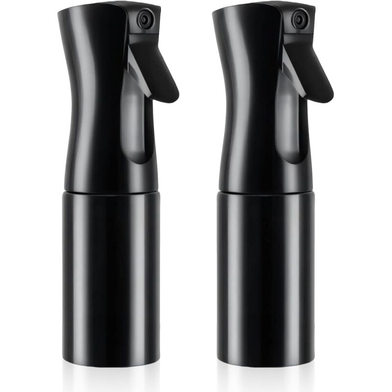 Set aus 2 x 200ml Wassersprühflaschen mit kontinuierlichem, feinem Nebel für Pflanzen, Reinigung, Alkohol usw. (schwarz)