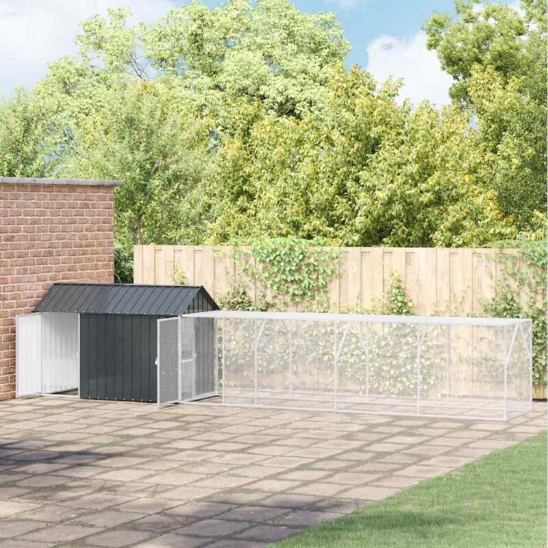 vidaXL Vogelkäfig Anthrazit 619 x 111 x 142 cm Verzinkter Stahl