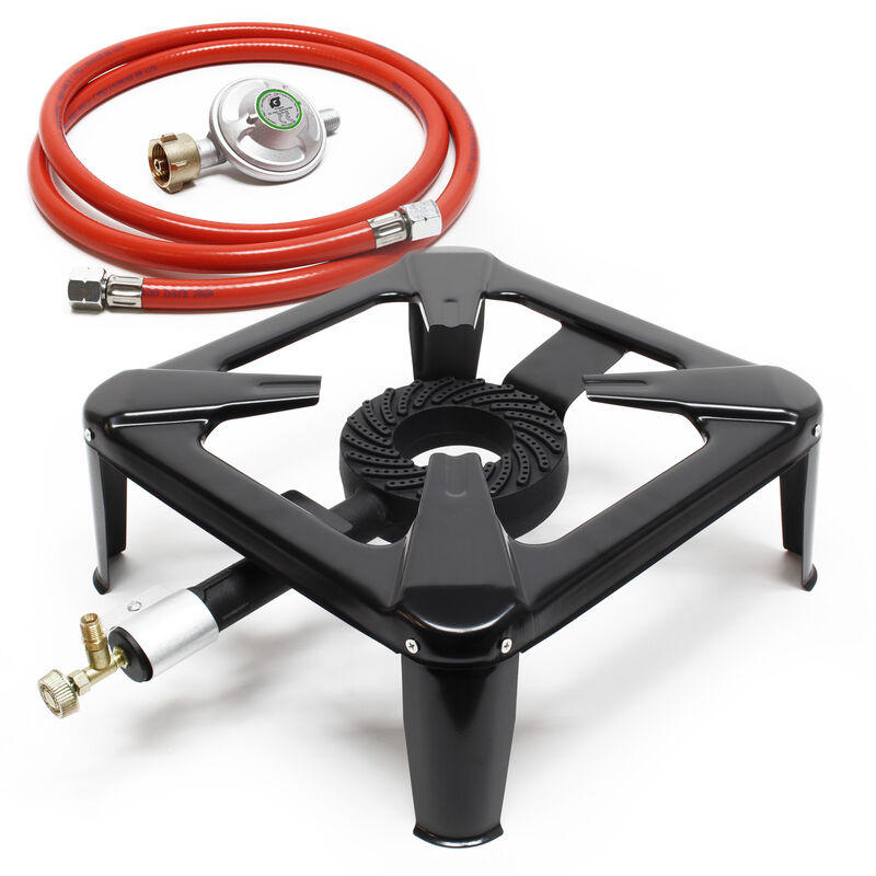 Campingkocher Set mit Gaskocher, Gasschlauch und Druckregler 50 mbar für Deutschland Outdoor Camping Gaskocher Set - Wiltec