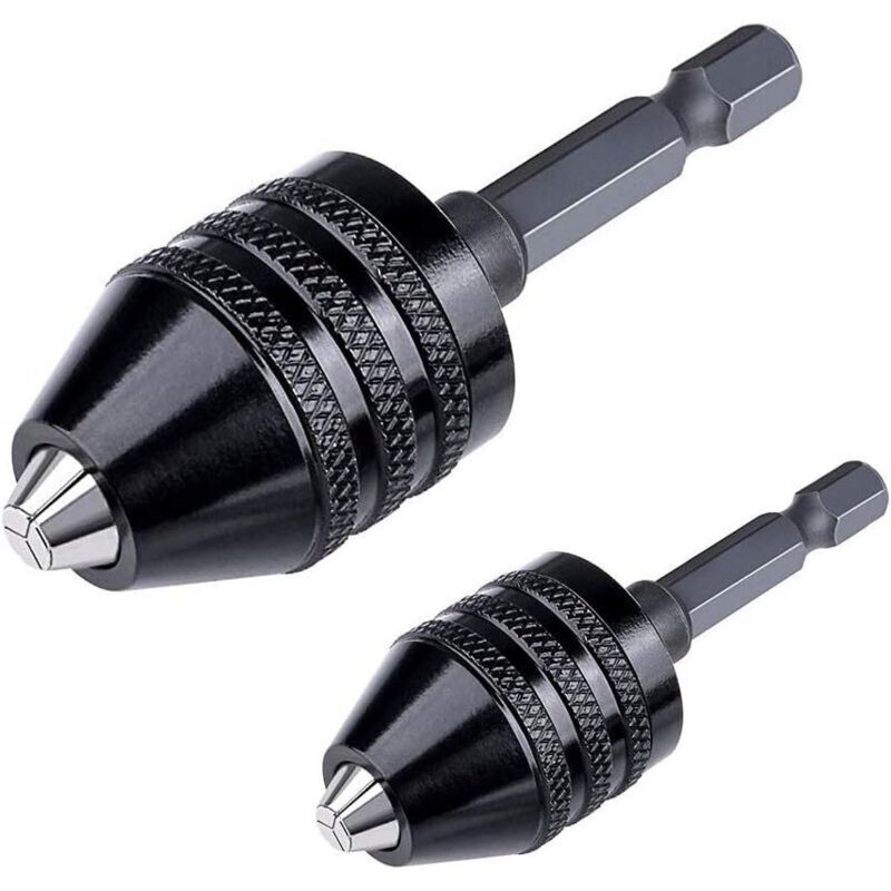 Set aus zwei 1/4'-Sechskant-Bohrfuttern mit schlüssellosem Schnellwechseladapter, Konverter und Bohradapter (0,3–6,5 mm, 0,3–3,6 mm) – Bohrmaschine