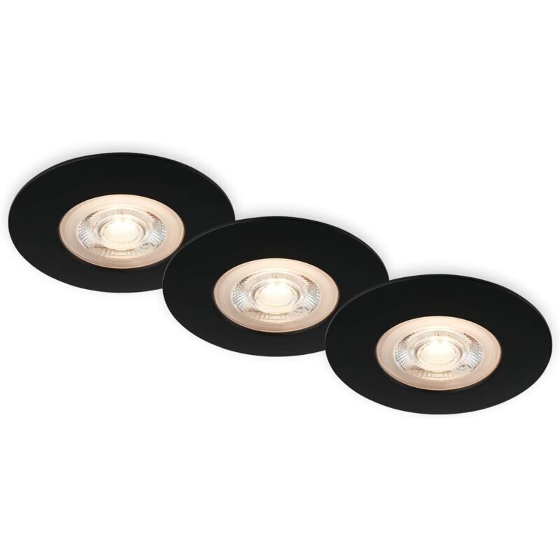 Set mit 3 LED-Einbauleuchten für die Decke, ultradünne Einbauleuchten, Badezimmer-Einbaustrahler, IP65 Badezimmer-Einbaustrahler, mattschwarz, 90 x