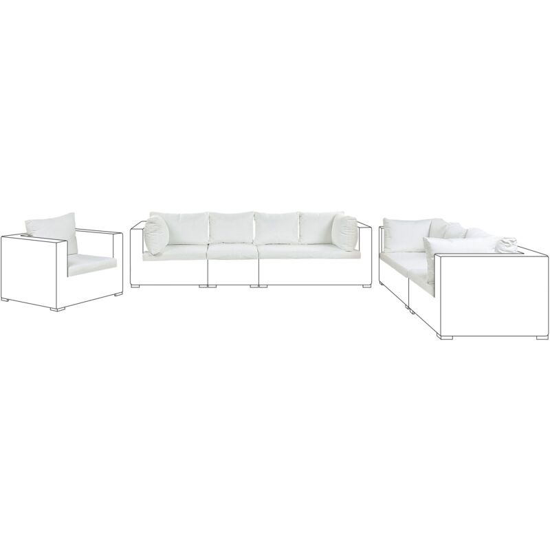Set Kissenbezüge für Gartenlounge Cremeweiß Polyester mit Reißverschlüssen UV-Schutz Garten Terrasse Balkon