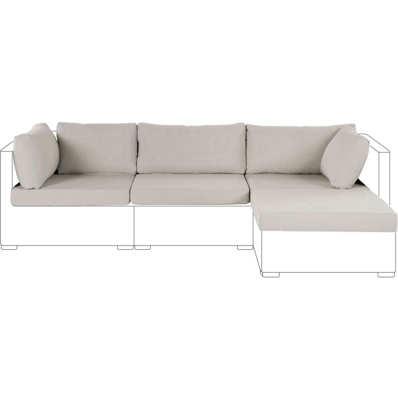 Set Kissenbezüge für Gartenlounge Beige Polyester mit Reißverschlüssen UV-Schutz 4 Sitz-, 2 Seiten- und 3 Rückenkissenbezüge Garten Balkon