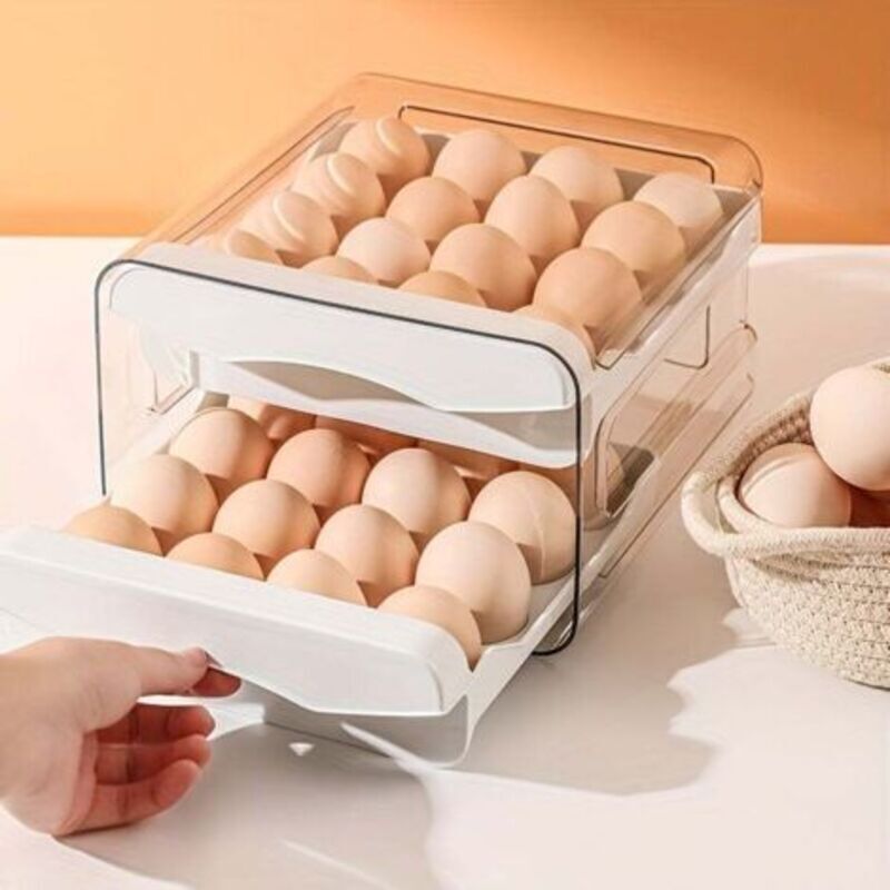 Set mit 1 Eieraufbewahrungsbox, Doppelschubladen-Design, handwaschbar, perfekt zum Aufbewahren und Organisieren von Eiweiß