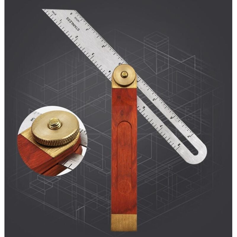 Csparkv - Set mit 1 Zimmermannswinkeln, 228 mm falscher Winkel mit Edelstahlklinge und rotem Holzgriff, ideal für Tischler, Tischler und