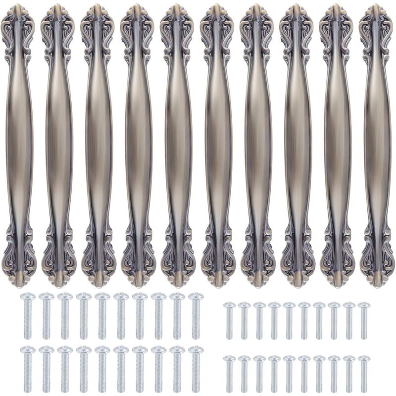 Set mit 10 antiken Vintage-Bogenschrankgriffen – Möbeltürgriffe, Vintage-Möbelgriff, Vintage-Möbeltürgriff, Vintage-Türgriff (Lochabstand 128 mm) –