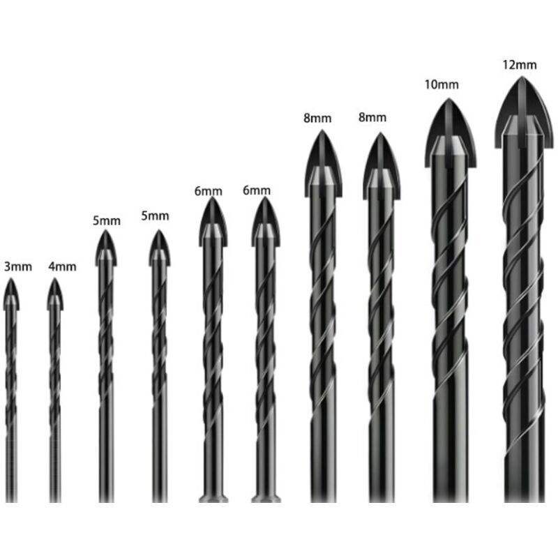 Set mit 10 Bohrern für Fliesen und Glas – Keramikbohrer mit Sechskantschaft – Zum Bohren von Glas, Fliesen, Beton und Holz