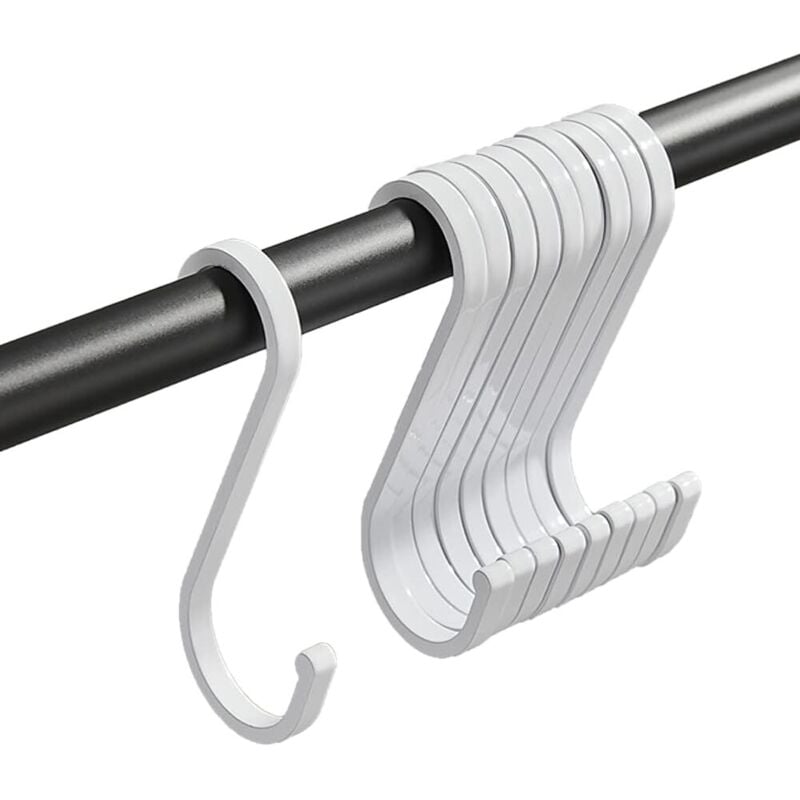 Set mit 10 stabilen S-Haken für Töpfe, Pfannen, Tassen, Küchenutensilien, Kleidung, Taschen, Handtücher, Pflanzen (weiß)