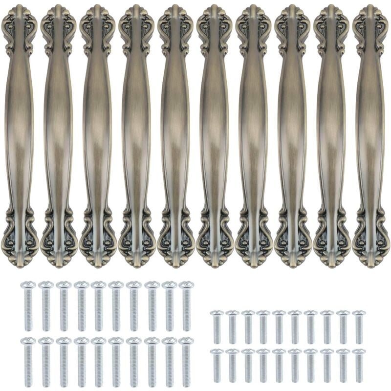 Set mit 10 Vintage-Antik-Bogen-Schrankgriffen – 14,5 cm lange Möbeltürgriffe, Vintage-Möbelgriff, Vintage-Möbeltürgriff, Vintage-Türgriff (96 mm