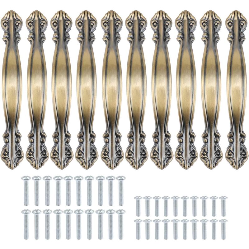 Set mit 10 antiken Vintage-Bogenschrankgriffen – 11 cm lange Möbeltürgriffe, Vintage-Möbelgriff, Vintage-Möbeltürgriff, Vintage-Türgriff (64 mm