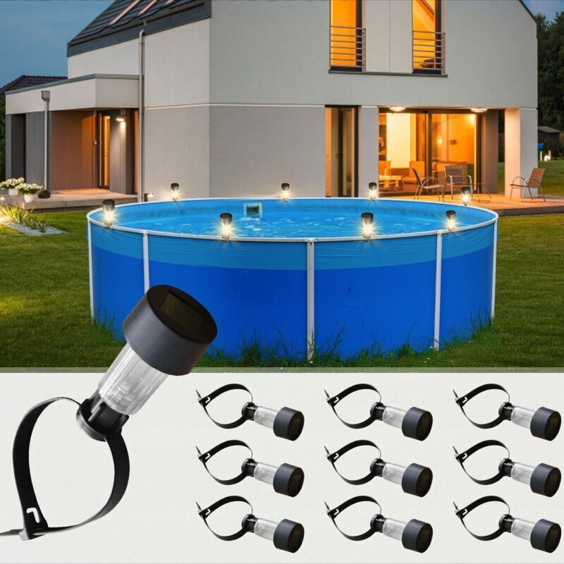 Set mit 10 wasserdichten, energiesparenden Solar-Außenleuchten, LED-Stimmungsbeleuchtung für Pools und Partys, energiesparend und umweltfreundlich