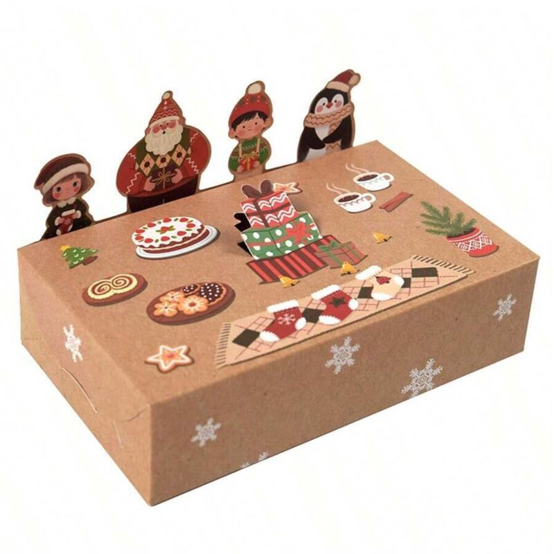 Set mit 10 Weihnachtsgeschenkboxen, Papierboxen für Kekse und Süßigkeiten, ideal für Partys.