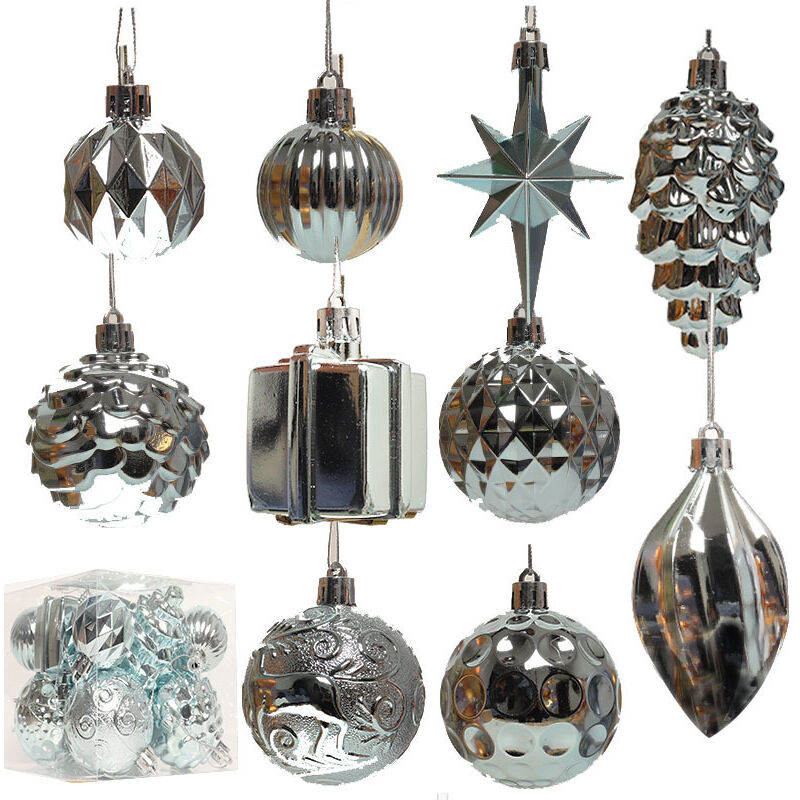 Set mit 10 Weihnachtskugeln – Klassischer Weihnachtsbaumschmuck – Hellblau