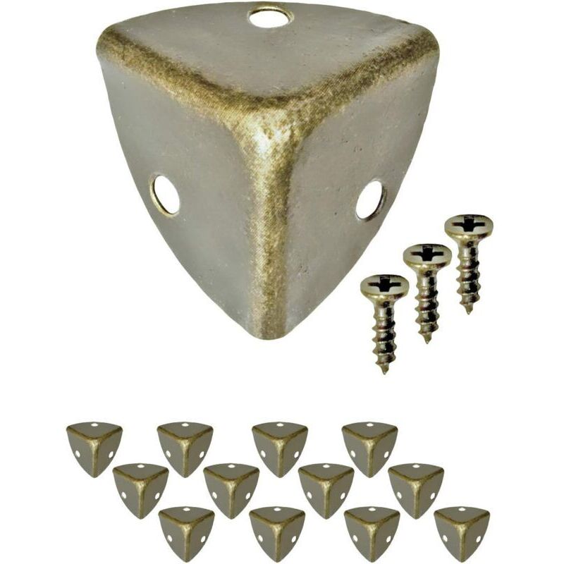 Set mit 12 abgerundeten Eckenschützern für antike Möbel – Eckenschutz – Metallbeschläge für Kisten, Möbel, Regale und Tische