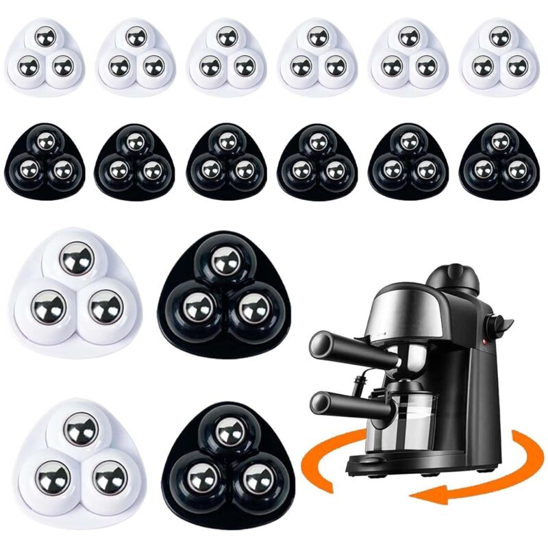 Set mit 16 Möbelrollen – 360° – Mini-Selbstkleberollen mit Kugellager – mit 3 Stahlkugellagern – für Kaffeemaschinen, Mülleimer, Küchengeräte