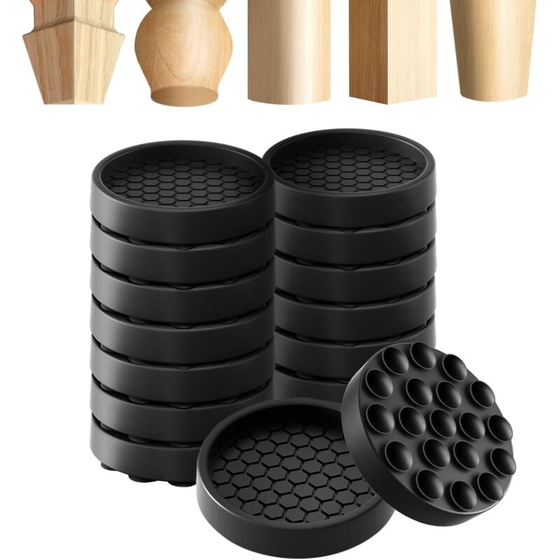 Set mit 16 rutschfesten Matten für Möbel, Tische, Sofas, Betten usw., 5 cm dick, schwarz