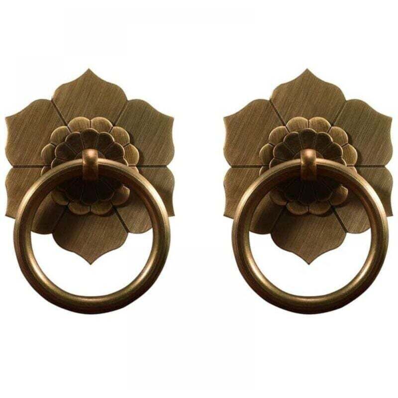 Set mit 2 antikmessingen Griffringen (6 cm) für Küchenschränke, Kleiderschränke, Schubladen, Vintage-Möbelbeschläge, Griffringe im Retro-Stil